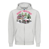 Dove Grey merry christmas gnomies Zipper Hoodie - FaDigitalArtStudio
