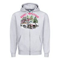 Heather Grey merry christmas gnomies Zipper Hoodie - FaDigitalArtStudio