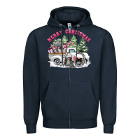 Navy merry christmas gnomies Zipper Hoodie - FaDigitalArtStudio