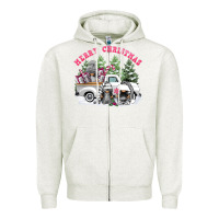 Oatmeal Heather merry christmas gnomies Zipper Hoodie - FaDigitalArtStudio