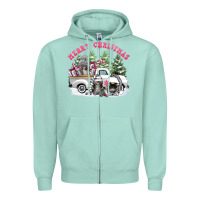Seafoam merry christmas gnomies Zipper Hoodie - FaDigitalArtStudio