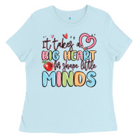Baby Blue it takes a big heart for shape little minds Ladies Tee - MaliasSmallBusiness