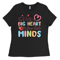Black it takes a big heart for shape little minds Ladies Tee - MaliasSmallBusiness