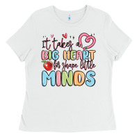 White it takes a big heart for shape little minds Ladies Tee - MaliasSmallBusiness