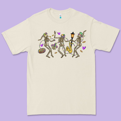 Dancing Skeletons Mardi Gras Premium Tee Designed By Maliassmallbusiness