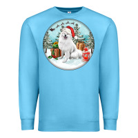 Ocean Blue Christmas samoyed dog Premium Sweatshirt - FaDigitalArtStudio