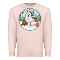 Pale Pink Christmas samoyed dog Premium Sweatshirt - FaDigitalArtStudio