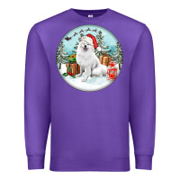 Purple Christmas samoyed dog Premium Sweatshirt - FaDigitalArtStudio