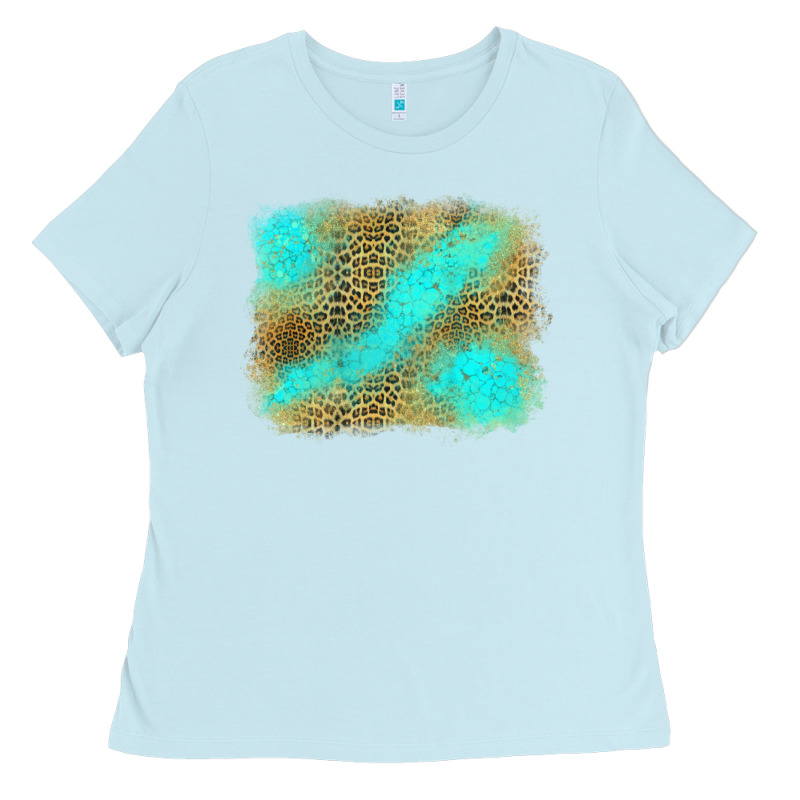 Turquoise Leopard Background Ladies Tee by Jasminsmagicworld | Teevron