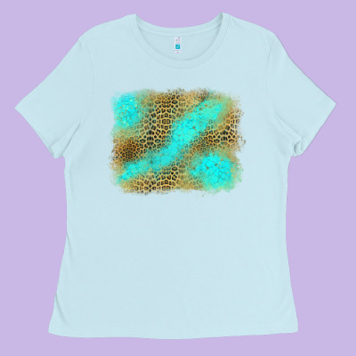 Turquoise Leopard Background Ladies Tee Designed By Jasminsmagicworld