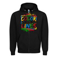 Black color outside the lines autism Zipper Hoodie - OliviaCreatesArt