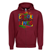 Burgundy color outside the lines autism Zipper Hoodie - OliviaCreatesArt