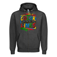 Charcoal Heather color outside the lines autism Zipper Hoodie - OliviaCreatesArt
