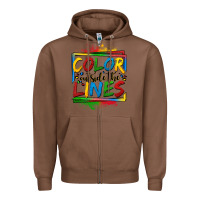 Chestnut color outside the lines autism Zipper Hoodie - OliviaCreatesArt