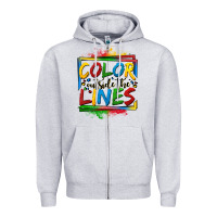 Heather Grey color outside the lines autism Zipper Hoodie - OliviaCreatesArt