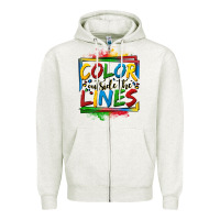 Oatmeal Heather color outside the lines autism Zipper Hoodie - OliviaCreatesArt