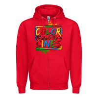 Red color outside the lines autism Zipper Hoodie - OliviaCreatesArt