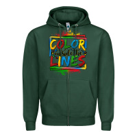 Sports Green color outside the lines autism Zipper Hoodie - OliviaCreatesArt
