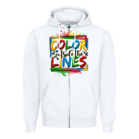 White color outside the lines autism Zipper Hoodie - OliviaCreatesArt