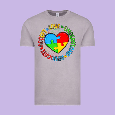 Autism Awareness Puzzle Heart Love Understand Advo Vintage Tee Designed By Artiststas