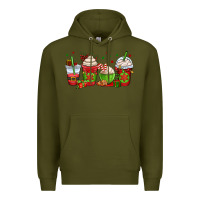 Army Green christmas coffee cups Premium Hoodie - OliviaCreatesArt