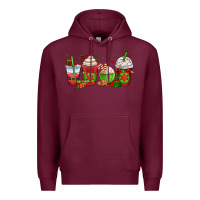 Burgundy christmas coffee cups Premium Hoodie - OliviaCreatesArt