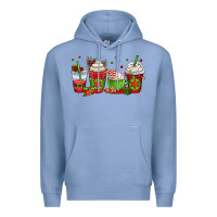 Colony Blue christmas coffee cups Premium Hoodie - OliviaCreatesArt