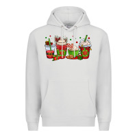 Dove Grey christmas coffee cups Premium Hoodie - OliviaCreatesArt