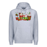 Heather Grey christmas coffee cups Premium Hoodie - OliviaCreatesArt