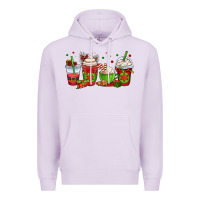 Lilac christmas coffee cups Premium Hoodie - OliviaCreatesArt