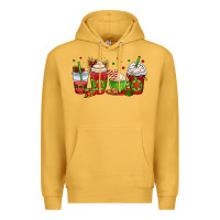 Mustard christmas coffee cups Premium Hoodie - OliviaCreatesArt
