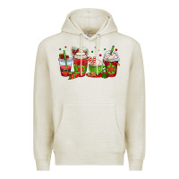 Oatmeal Heather christmas coffee cups Premium Hoodie - OliviaCreatesArt