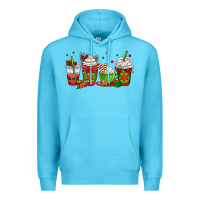 Ocean Blue christmas coffee cups Premium Hoodie - OliviaCreatesArt