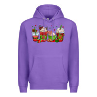 Purple christmas coffee cups Premium Hoodie - OliviaCreatesArt
