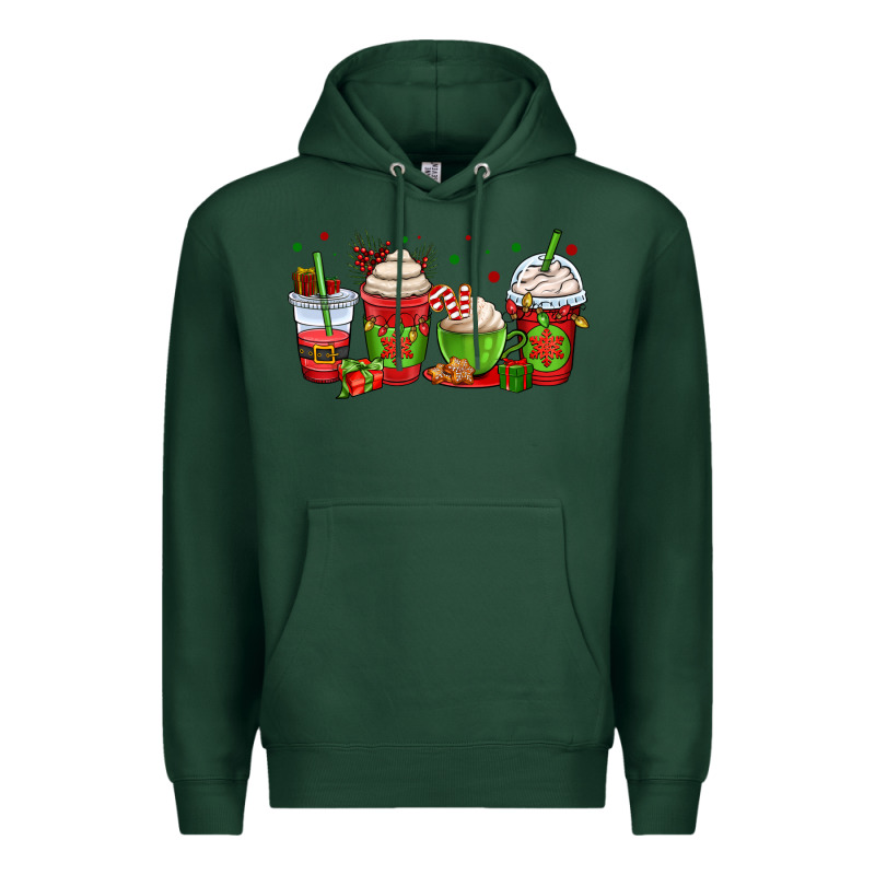 Christmas Coffee Cups Premium Hoodie by OliviaCreatesArt | Teevron