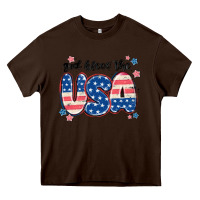Chocolate Brown god bless america Heavy Core Tee - MaliasSmallBusiness