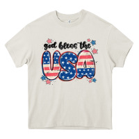 Cream god bless america Heavy Core Tee - MaliasSmallBusiness