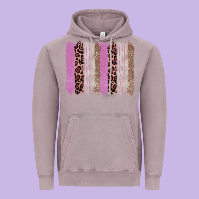 Pink Glitter Leopard Brushstroke Background Vintage Hoodie Designed By Ranaportraitstore
