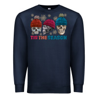 Navy tis the season skull winter Premium Sweatshirt - FaDigitalArtStudio