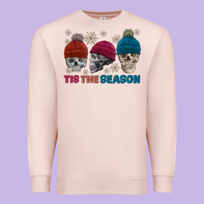 Tis The Season Skull Winter Premium Sweatshirt Designed By Fadigitalartstudio