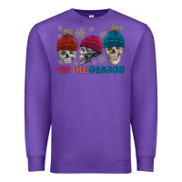 Purple tis the season skull winter Premium Sweatshirt - FaDigitalArtStudio