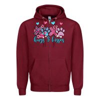 Burgundy xoxo hugs and kisses paws olivia Zipper Hoodie - OliviaCreatesArt