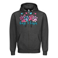 Charcoal Heather xoxo hugs and kisses paws olivia Zipper Hoodie - OliviaCreatesArt