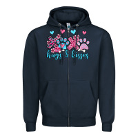 Navy xoxo hugs and kisses paws olivia Zipper Hoodie - OliviaCreatesArt