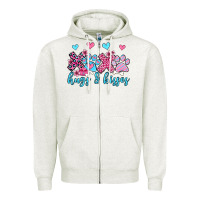 Oatmeal Heather xoxo hugs and kisses paws olivia Zipper Hoodie - OliviaCreatesArt