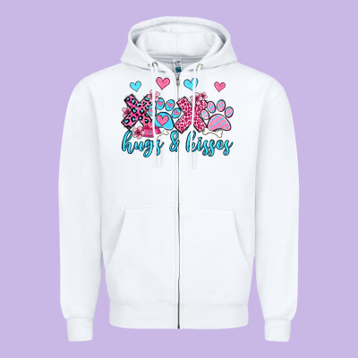 Xoxo Hugs And Kisses Paws Olivia Zipper Hoodie Designed By Oliviacreatesart