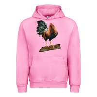 Fuchsia Pink american game rooster standing Urban Hoodie - LillyAllenDesigns