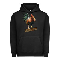 Pigment Black american game rooster standing Urban Hoodie - LillyAllenDesigns