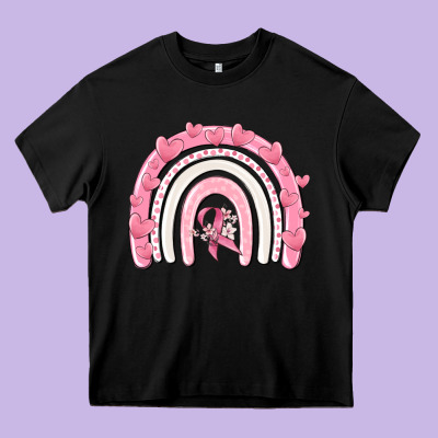 Breast Cancer  Rainbow Heavy Core Tee Designed By Maliassmallbusiness