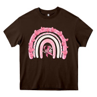 Chocolate Brown breast cancer  rainbow Heavy Core Tee - MaliasSmallBusiness